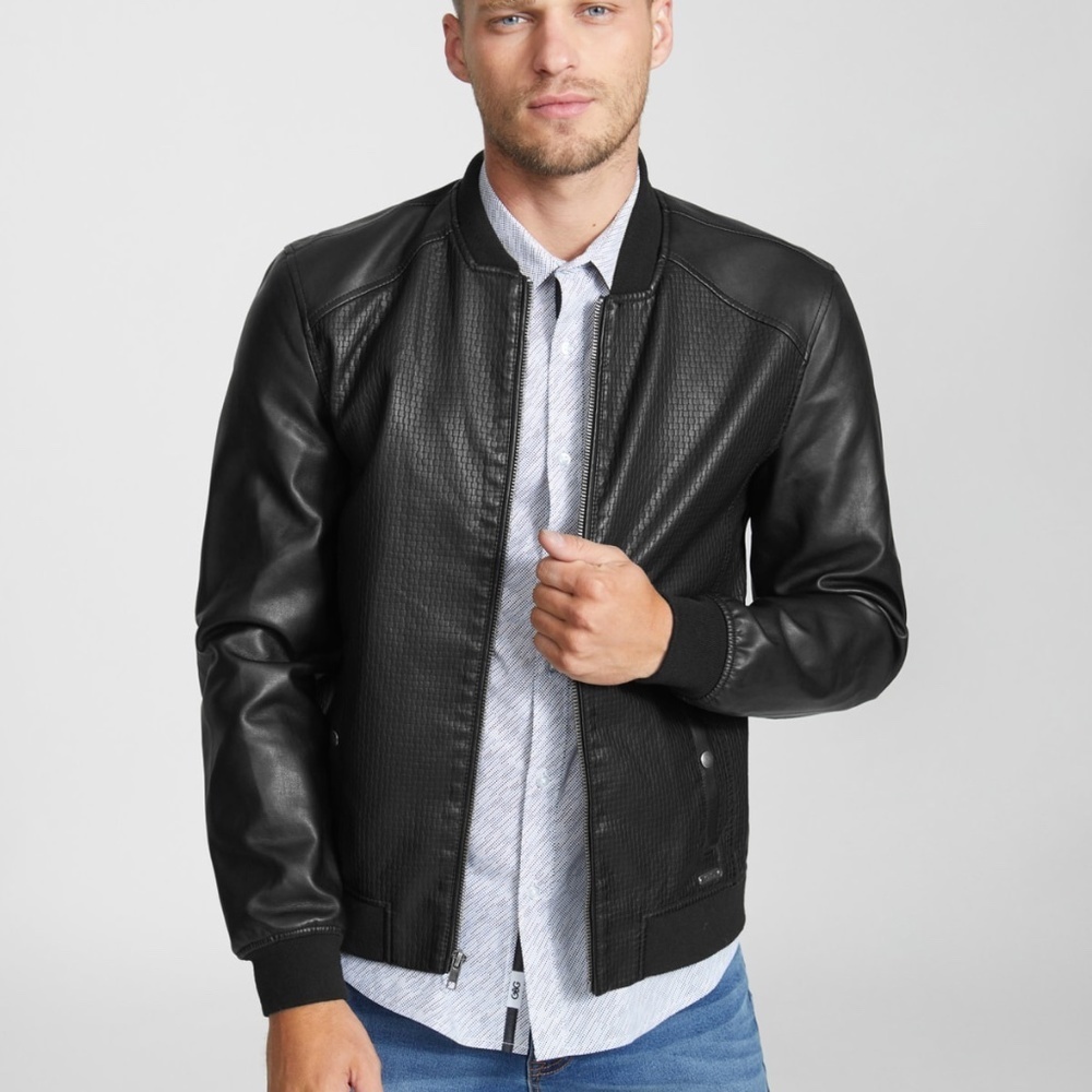 NEW G BY GUESS SLAYTON TEXTURED BOMBER JACKET SZ S